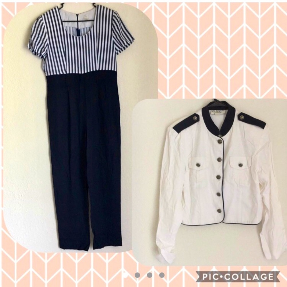 Vintage Lew Magram Navy Style Jumpsuit & Jacket